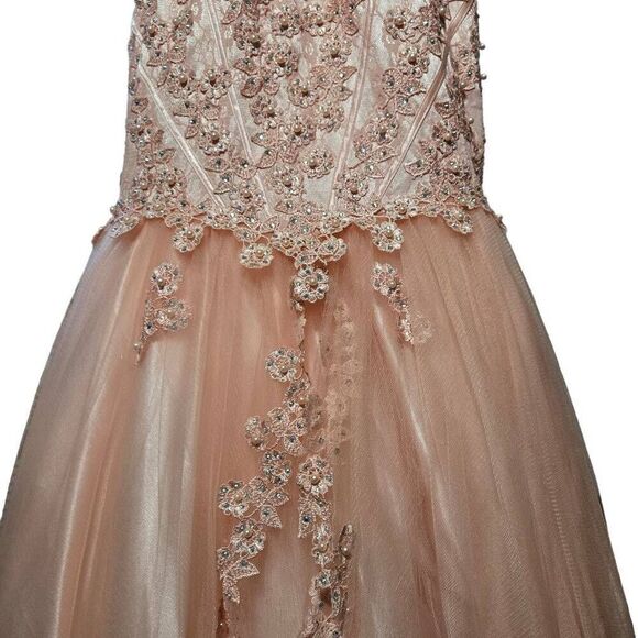 Girls Beaded Long Halter Tulle Dress by Cinderella Couture 5060 size 14 - Picture 5 of 13